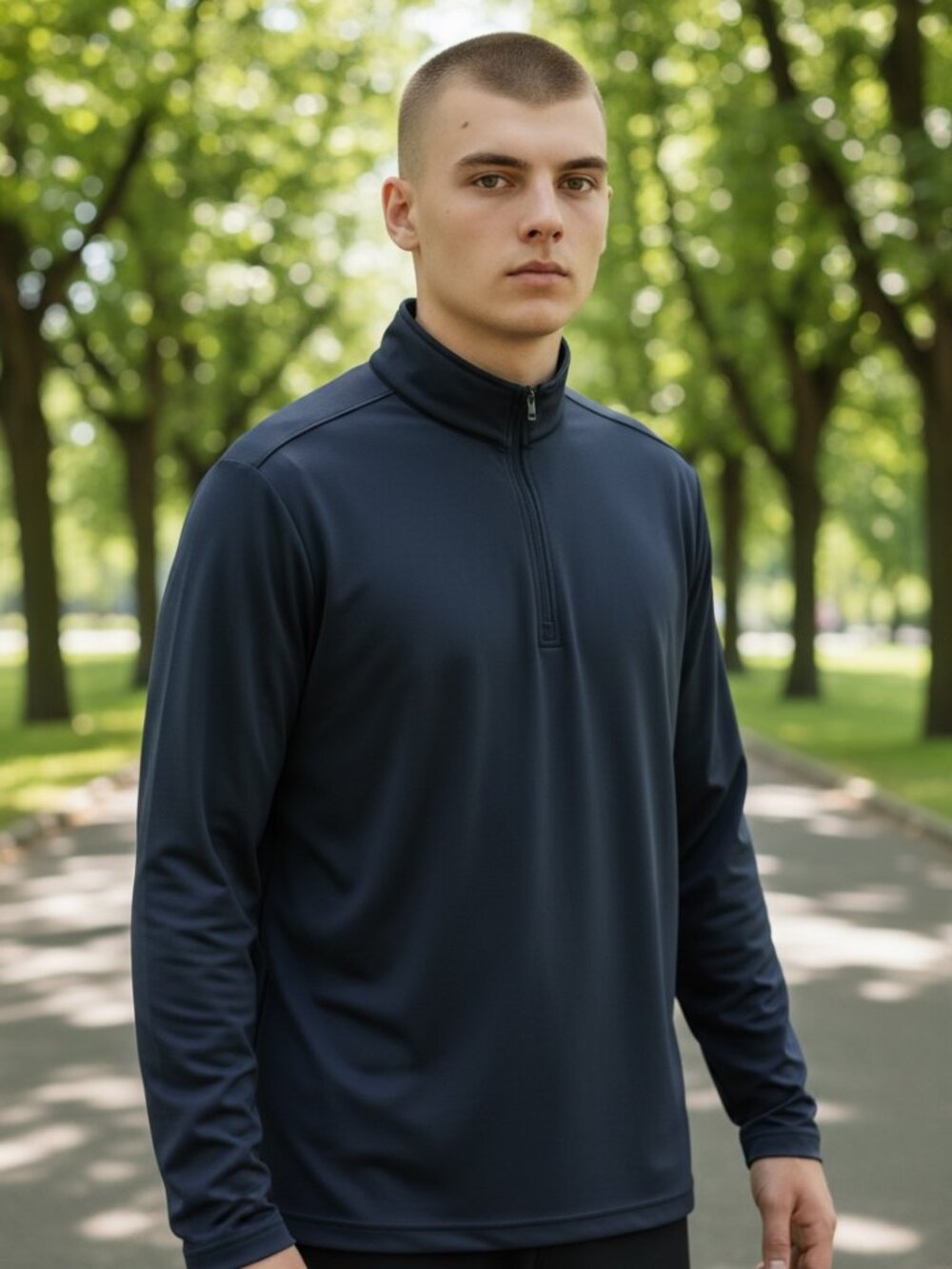 Greg Norman Play Dry Long Sleeve‎ Polo Shirt M Black Performance Golf Shark Logo